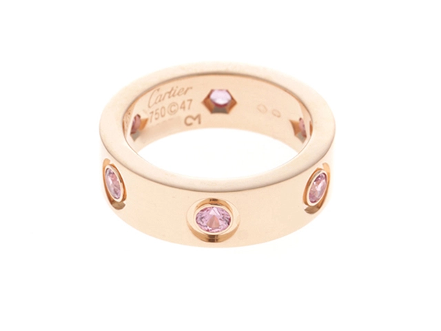 カルティエ サファイア ガーネット ピンクゴールド ラブリング k18