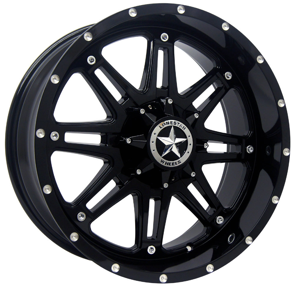 20x9 Gloss Black Outlaw Wheels (4), 5x5.5(139.7mm) 13mm