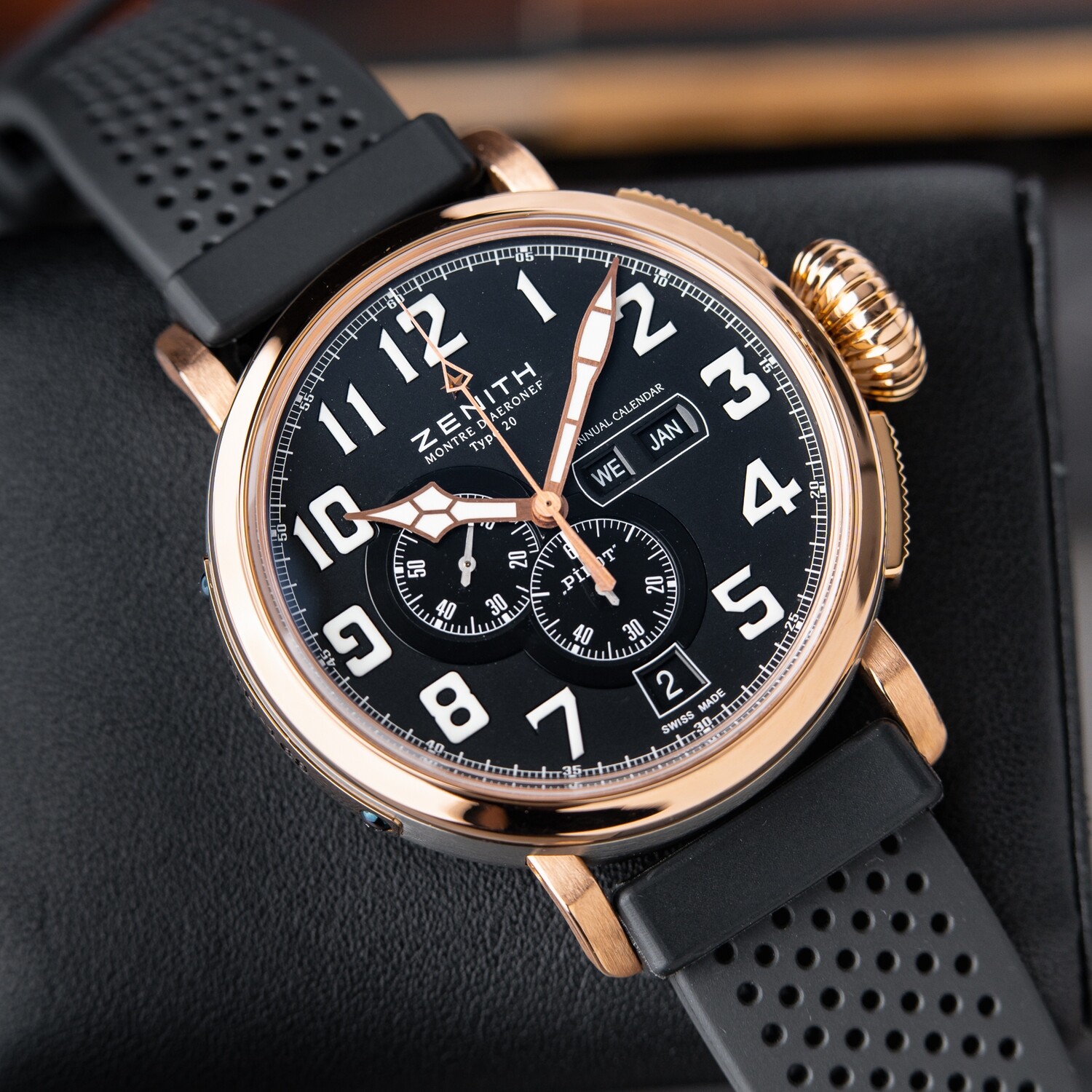 Zenith Pilot Type 20 Annual Calendar D'Aeronef Rose Gold Titanium