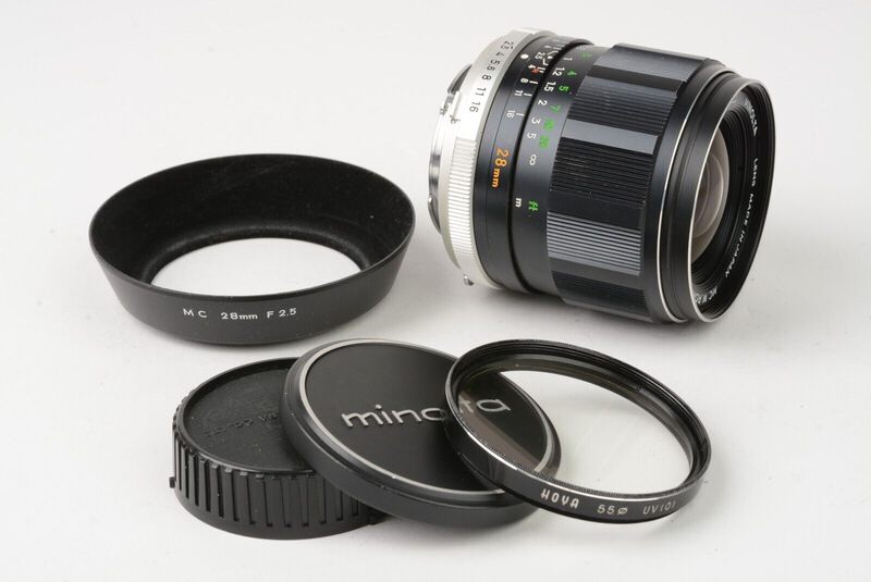 Minolta MC W.Rokkor-X SI 28mm F2.5 Lens for MD Mount, Caps, Hood