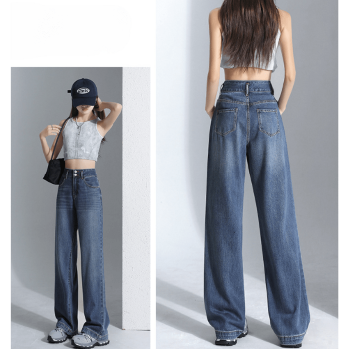 骨格ウェーブWボタン美脚ワイドレックデニムパンツ（パンツ）｜骨格