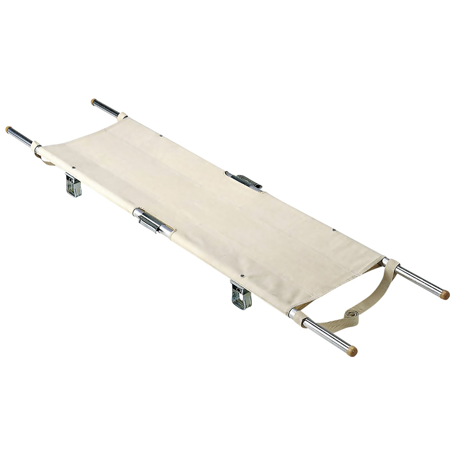 担架 4ツ折足付 把手伸縮式 スチール製 ビニール加工 | 【ミドリ安全