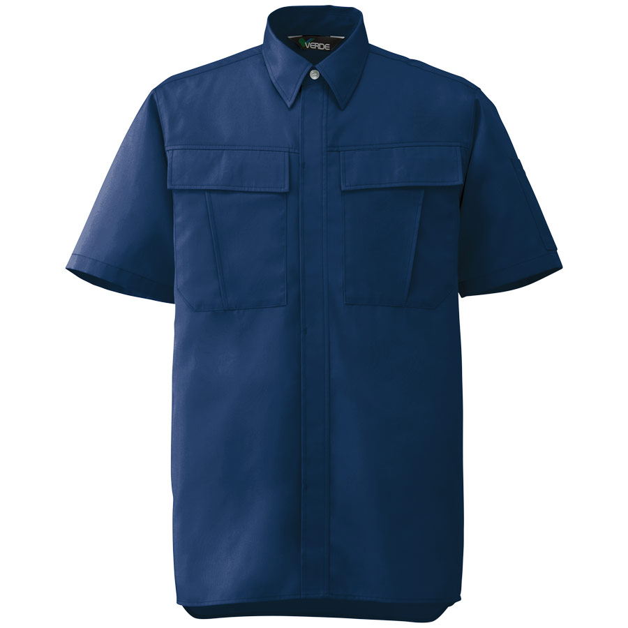 男女ペア半袖シャツ GS577 上 ネイビー| 作業服・作業着