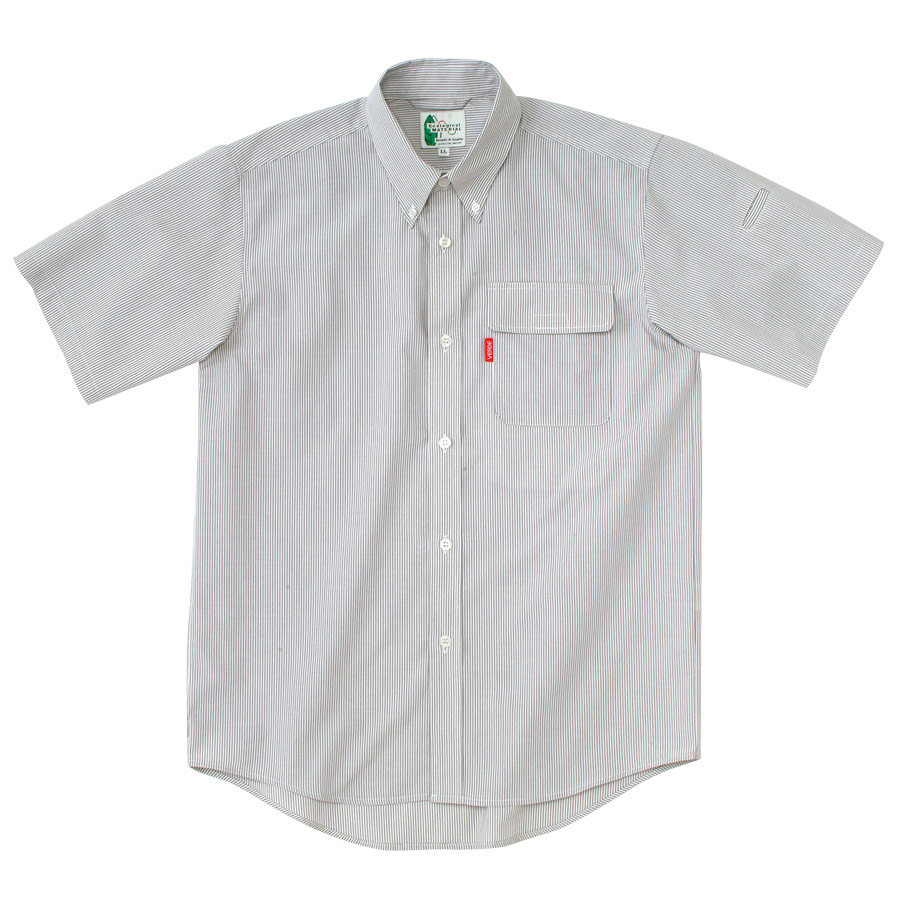 ペア半袖ストライプシャツ RC－S431 上 グレー| 作業服・作業着