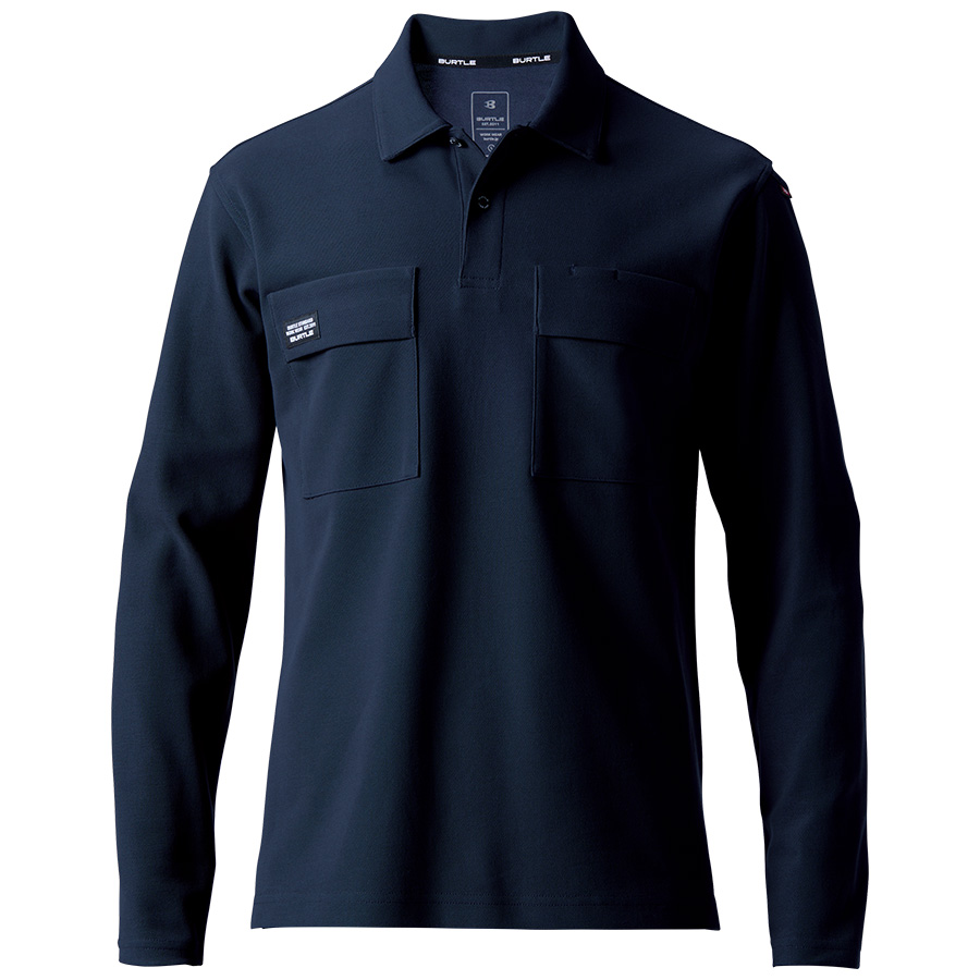 長袖ポロシャツ ユニセックス 515－3 ネイビー （4L