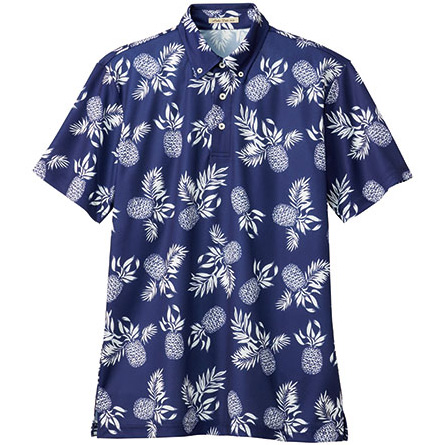 ユニセックス アロハシャツ パイナップル FB4548U－8 ネイビー