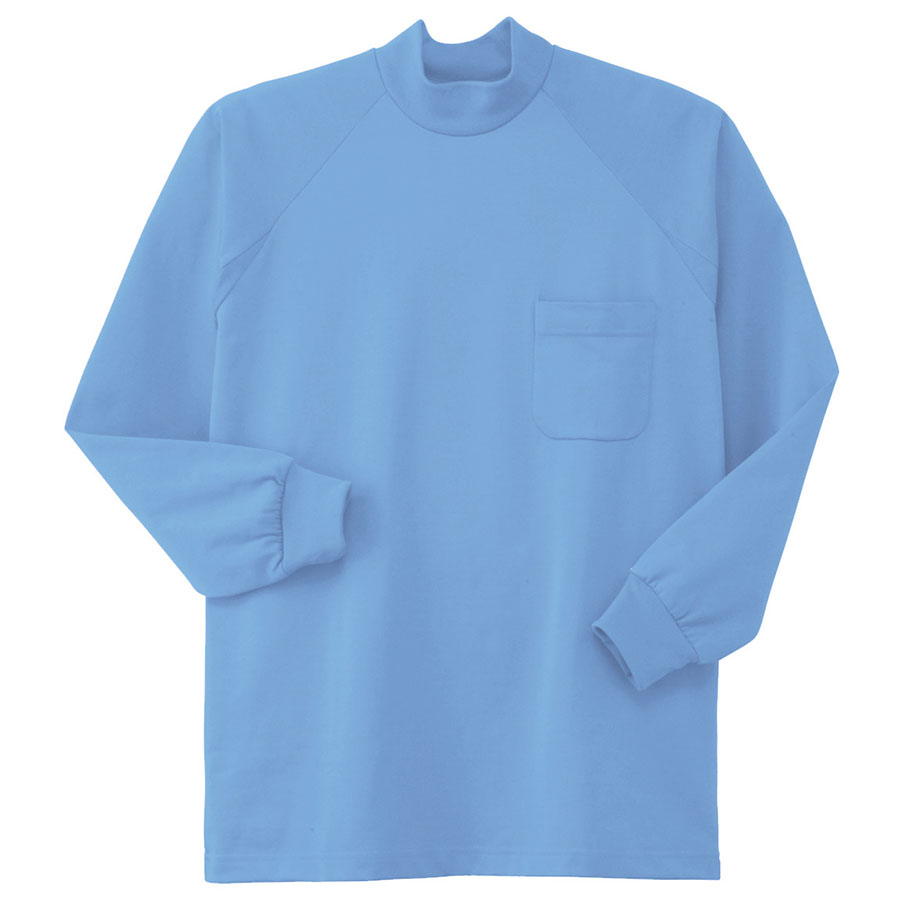 鹿の子 長袖ハイネックシャツ 003－6 サックス| 作業服・作業着