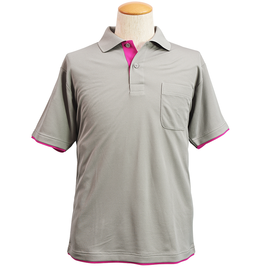 吸水速乾 レイヤード半袖ポロシャツ 6018－40 グレー| 作業服