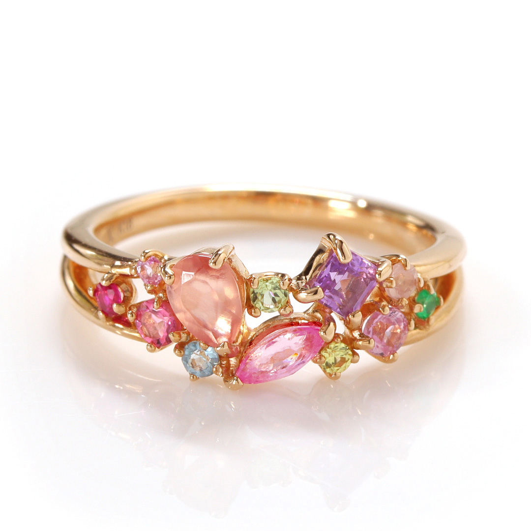 ビズー公式】マルチカラージュエル K18(18金) K10(10金) PTピンキー