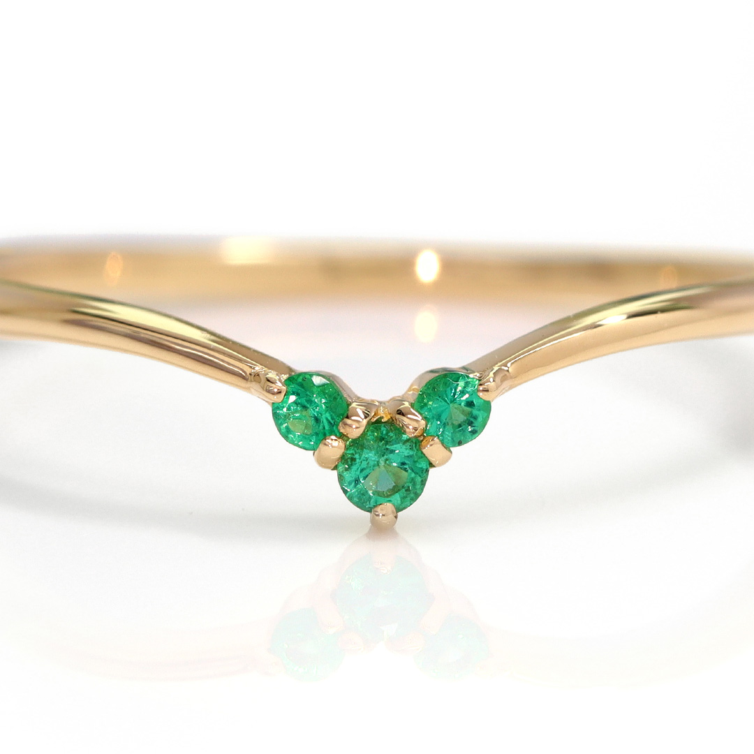 ビズー公式】エメラルド(ザンビア産)K18(18金) PTリング トロワ | 希少