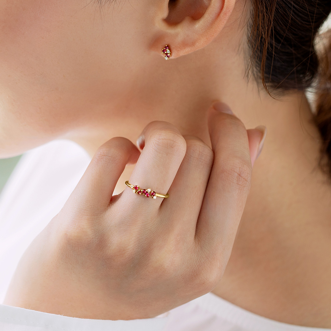 ビズー公式】ルビー×ダイヤモンド K10リング・フレフリュイ| 誕生石や