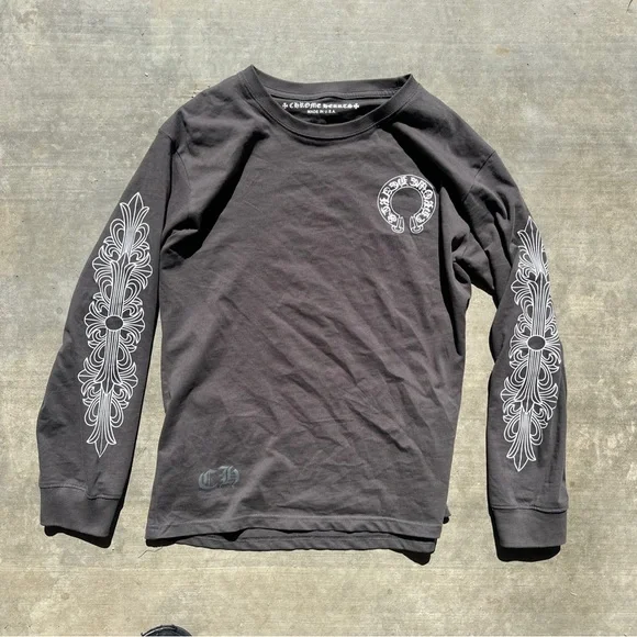 Chrome Hearts | Shirts | Chrome Hearts Gray Long Sleeve Crew Neck