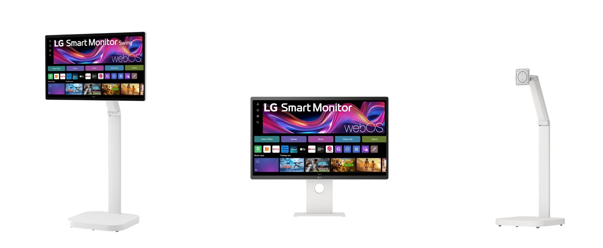 LGからホイール付きの可動式フレキシブルスタンドを備えた31.5型の4K