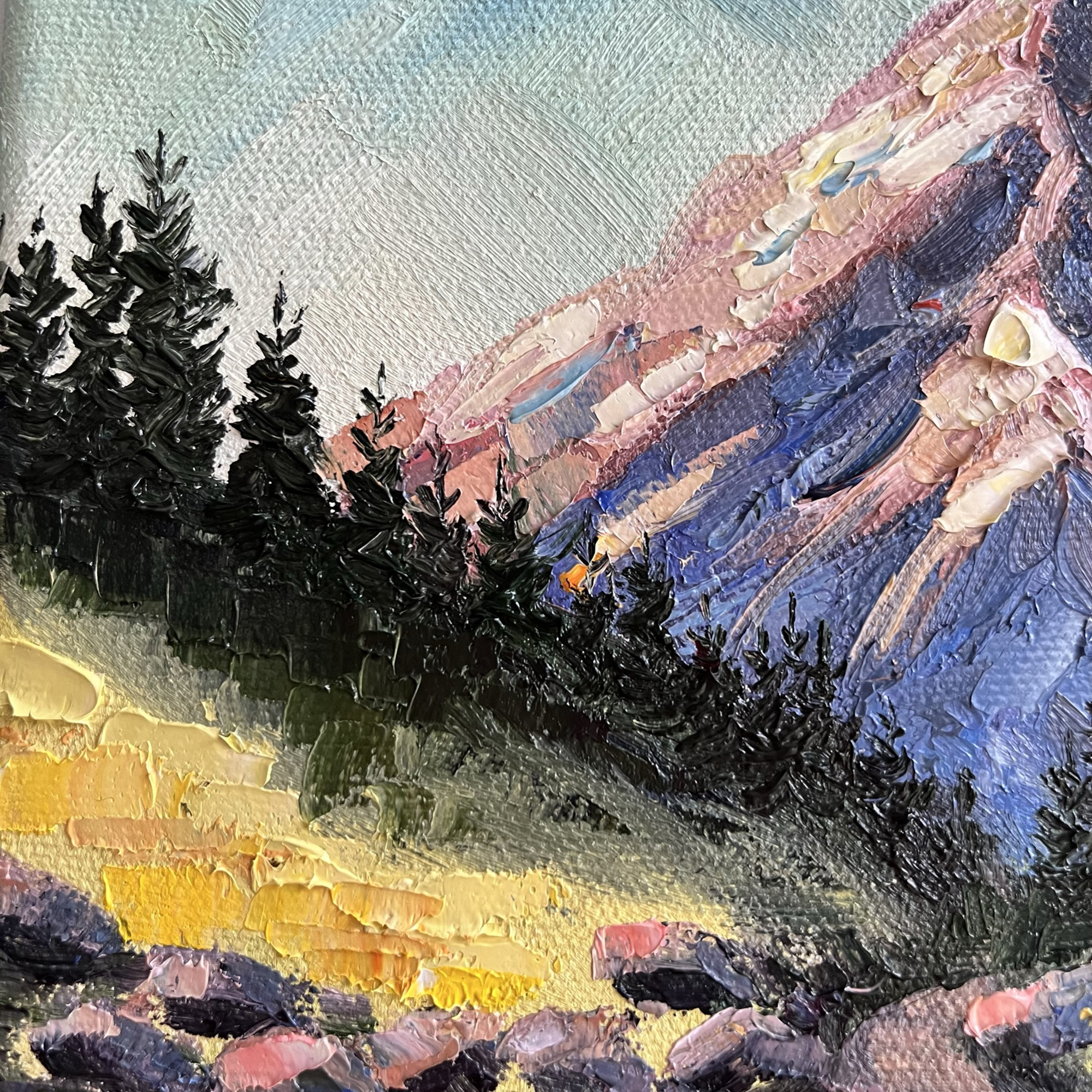 A Small Lone Mountain Painting -
