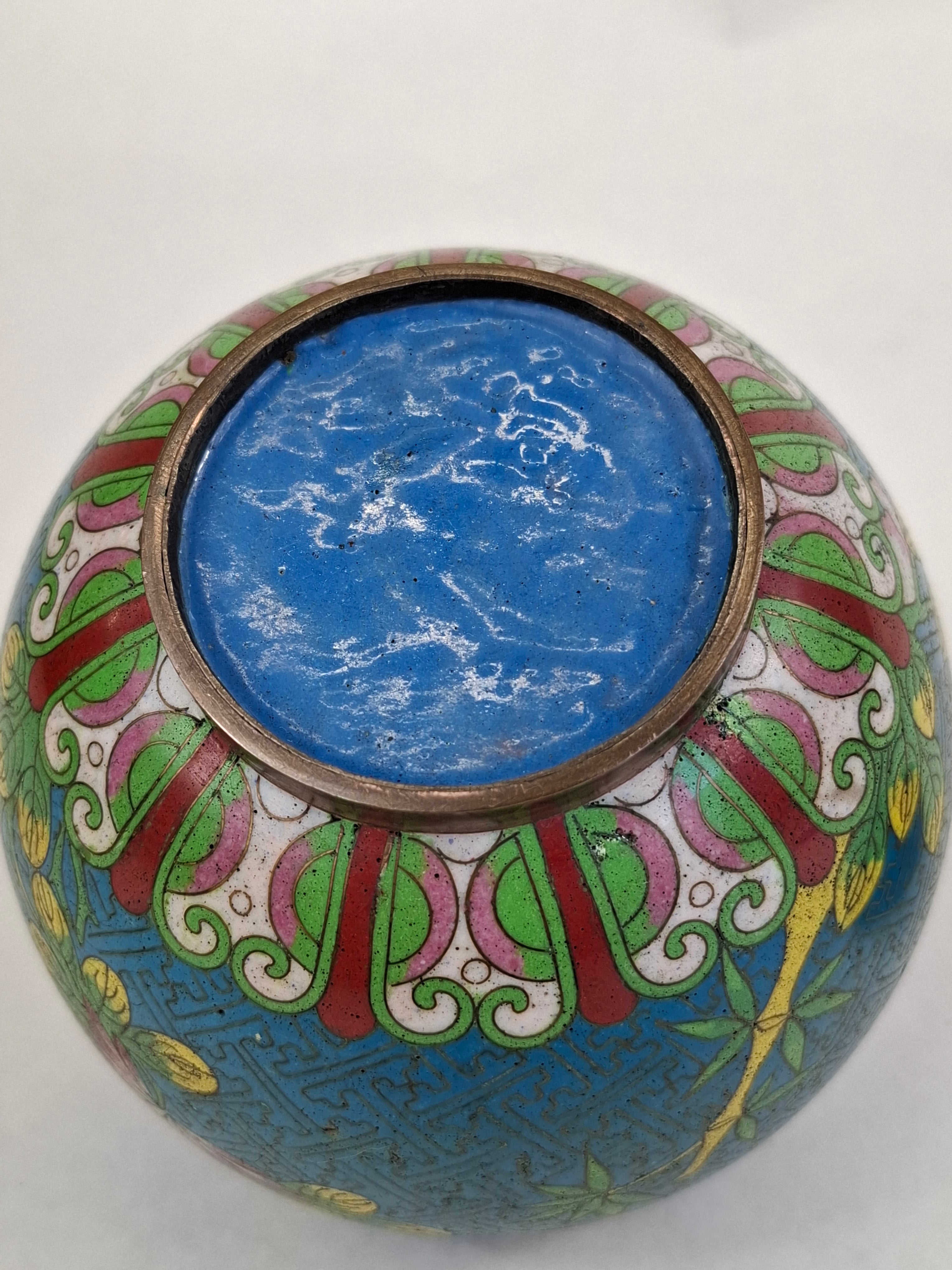 古董中国景泰蓝花卉姜罐//民国时期（1912-1949） – Diddenantiques