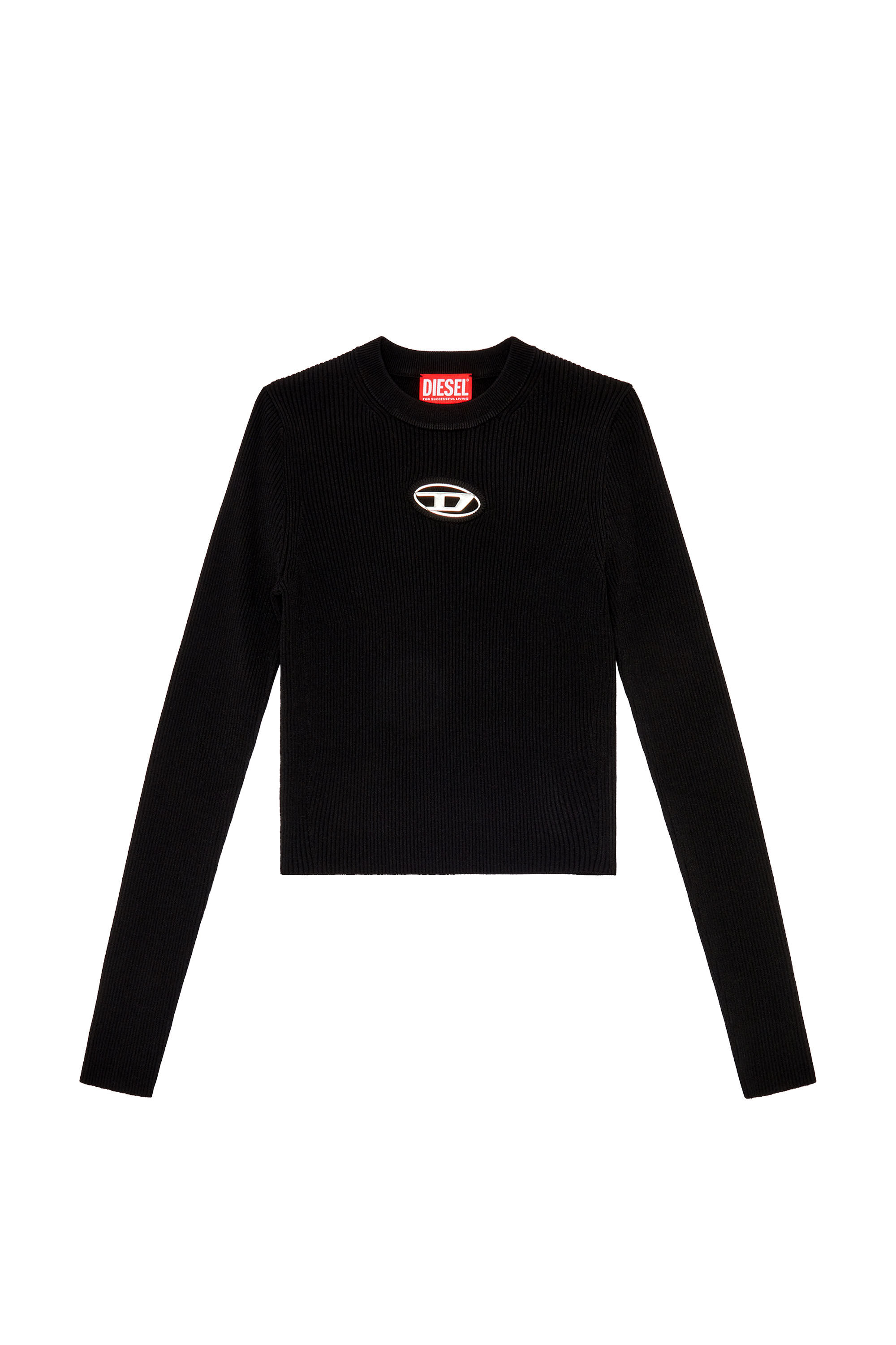 Women's Ribbed-knit long-sleeve top | Black | Diesel