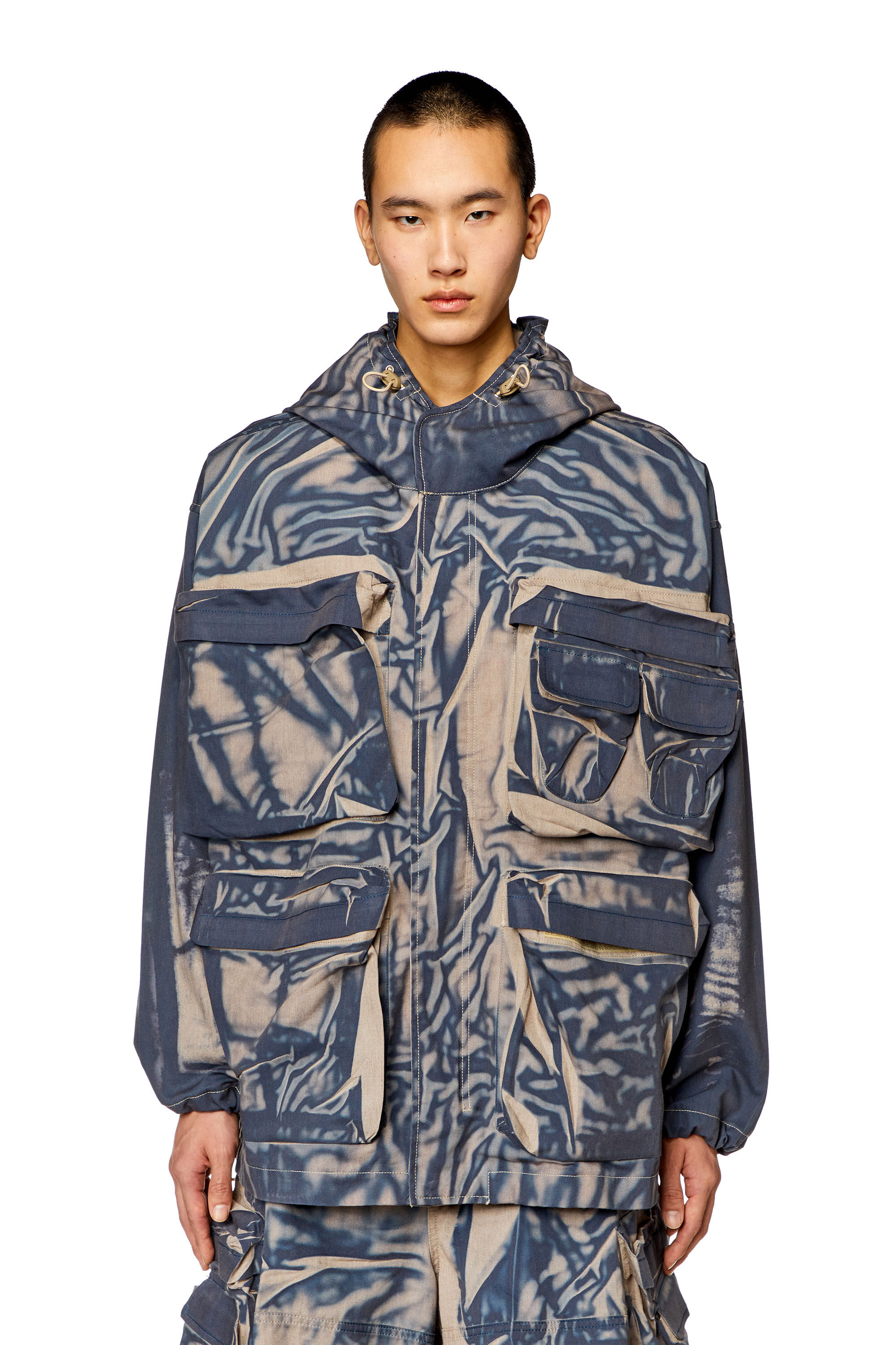 Men's Cargo jacket with creased print | Multicolor | Diesel