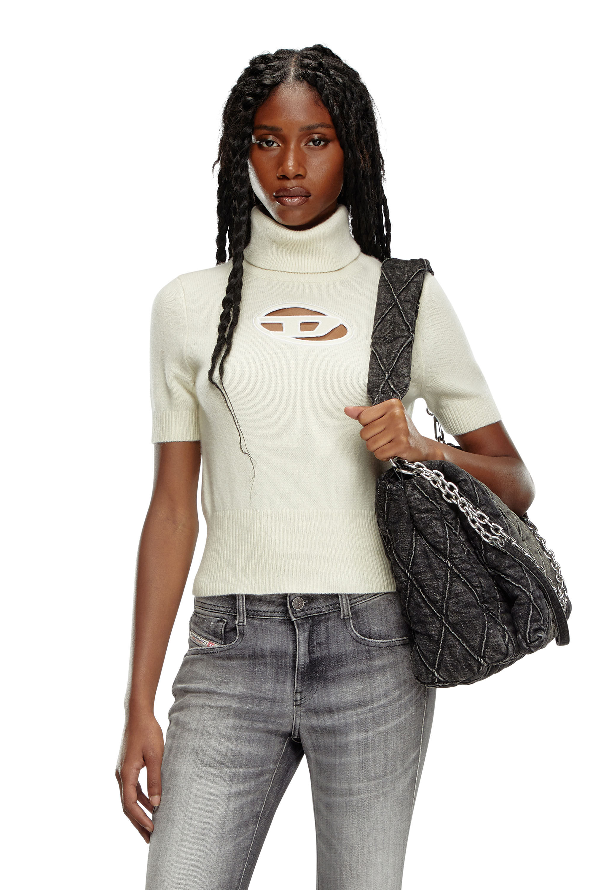 M-ARGARET Woman: Short-sleeve jumper with cut-out logo | Diesel
