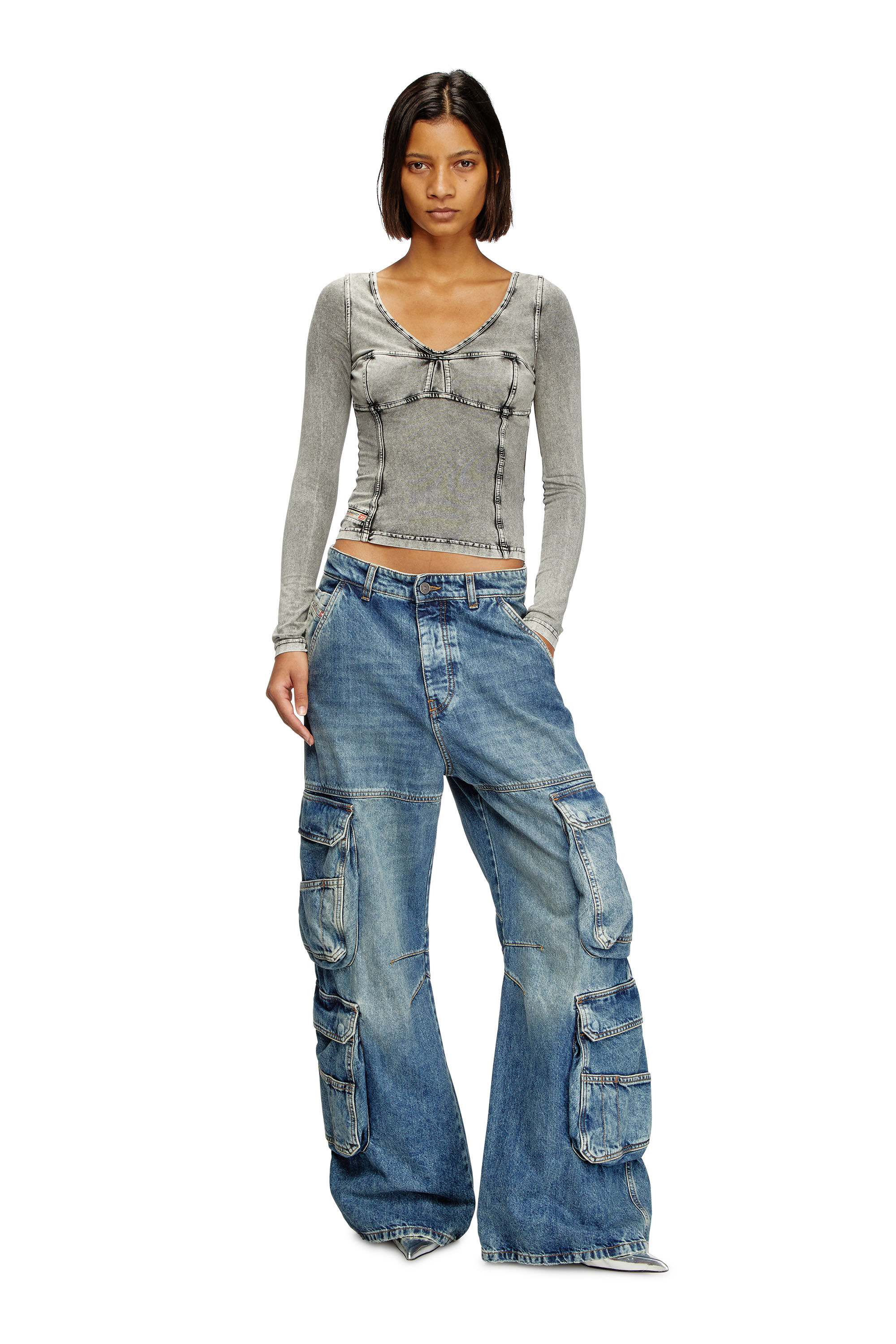 1996 D-Sire Women: Cargo Jeans with pockets, medium blue | Diesel