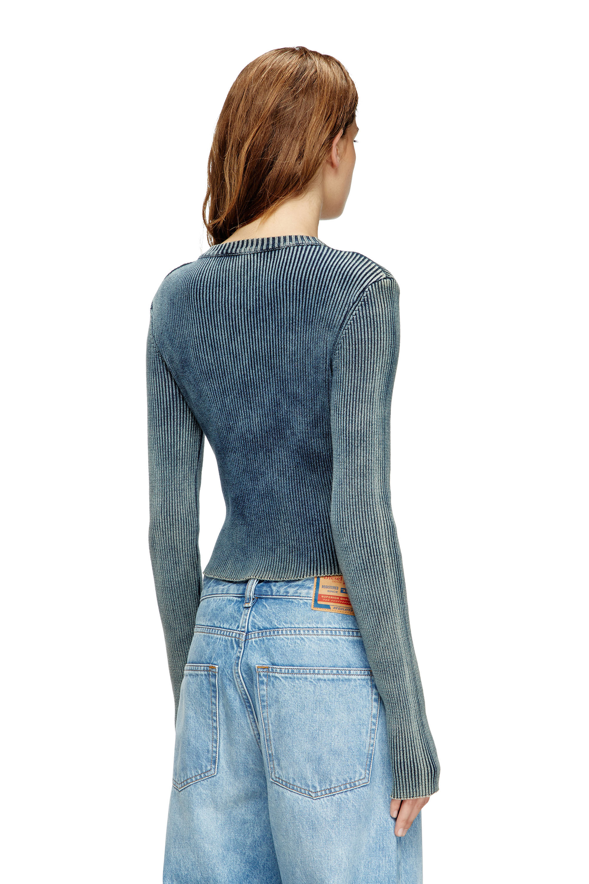 Women's Rib-knit top with Oval D | Blue | Diesel
