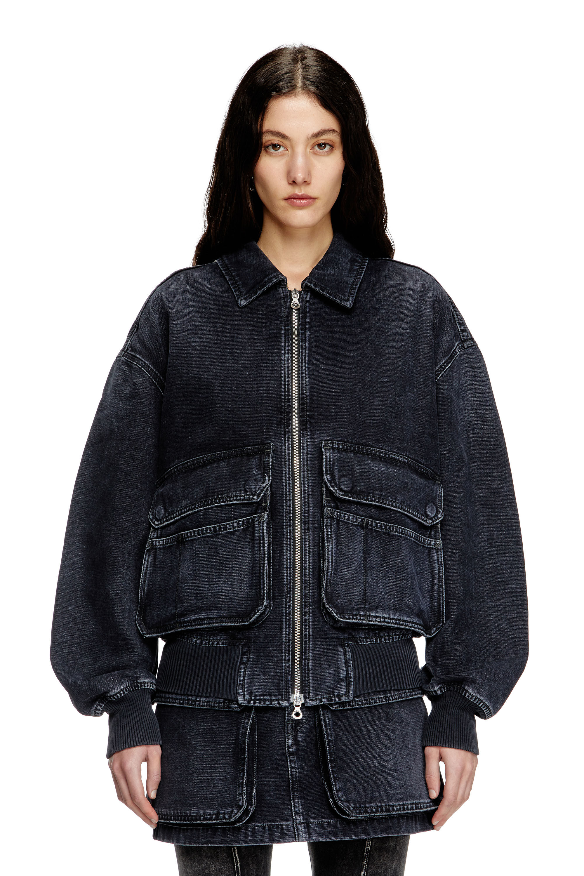 Women's Jacket in batavia-weave denim | Black | Diesel