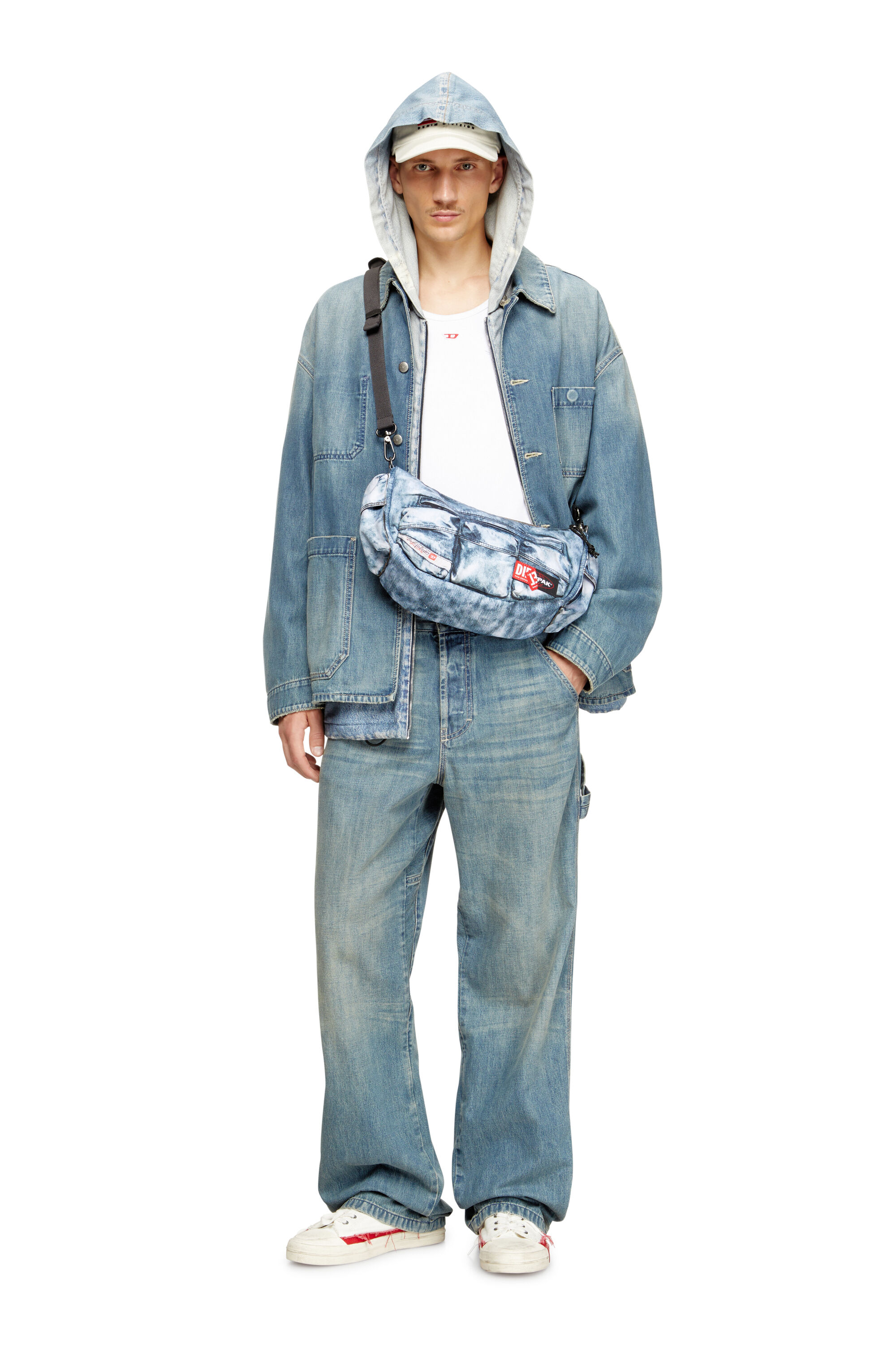 Women's Multipocket bag in trompe l'oeil denim | Blue | Diesel