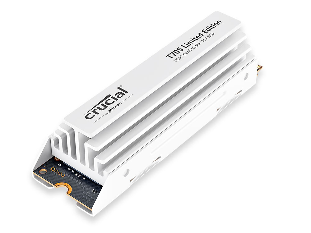 Crucial T705 w/ Heatsink PCIe Gen5 NVMe M.2 SSD - 2TB White | PLE