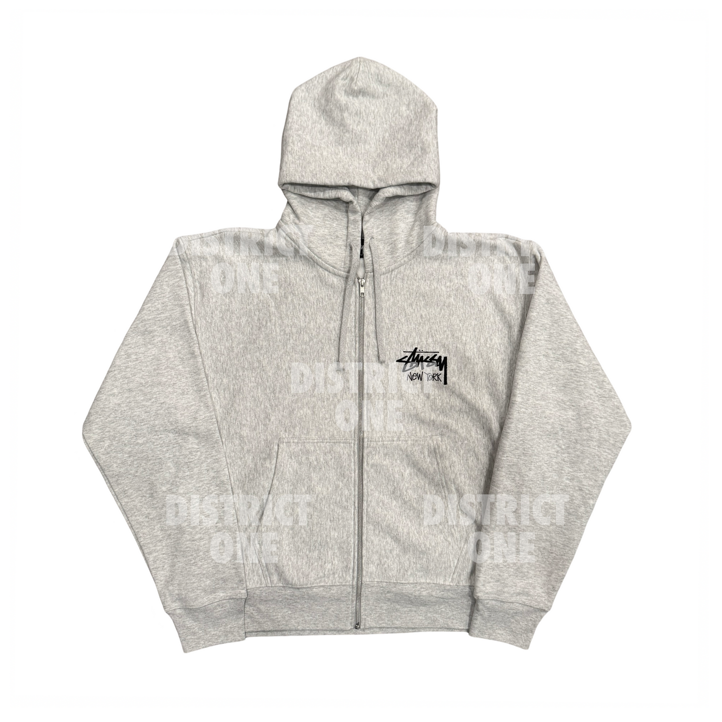 Stussy Stock New York Zip Hoodie Grey – DISTRICT ONE NY