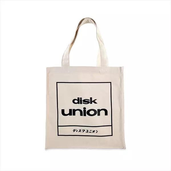 diskunion レコードトート 四角ロゴ (ナチュラル×ブラック)/TOTE BAG