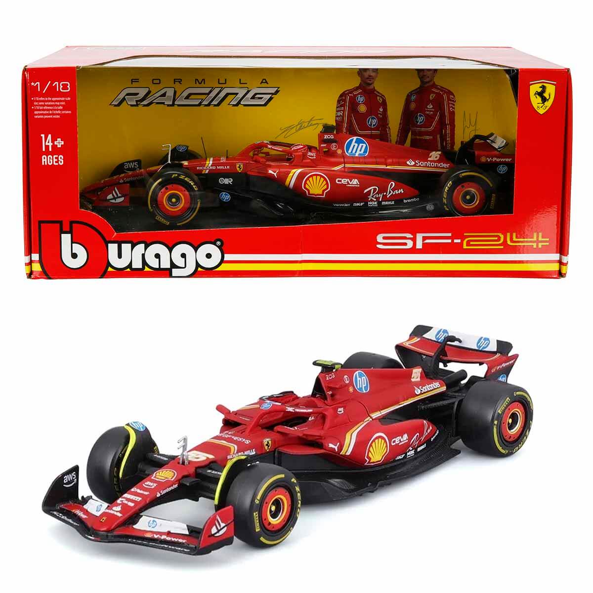 1:18 Ferrari SF-24 Formula 1 Yarış Arabası - 16-Charles Leclerc