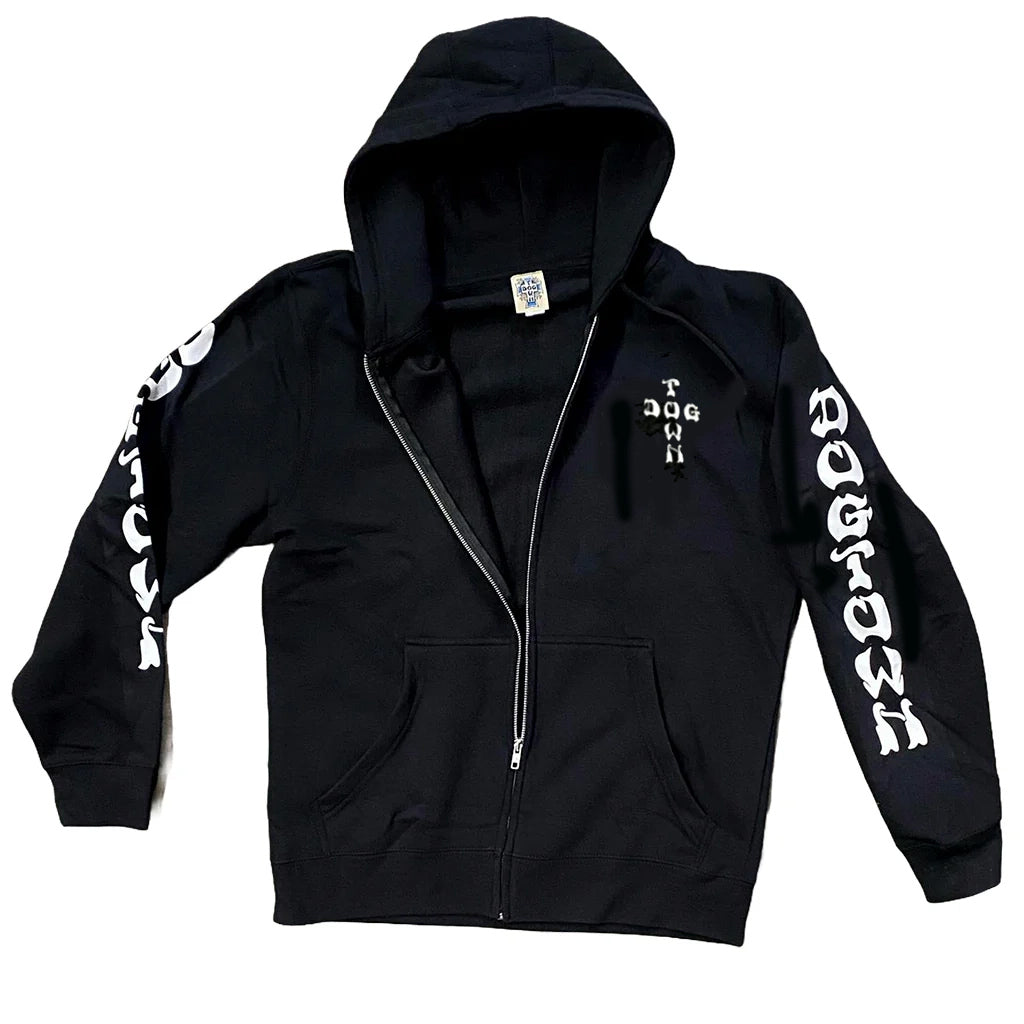 Dogtown Cross Logo Zip Hooded Sweatshirt w/ Sleeveprint – Dogtown
