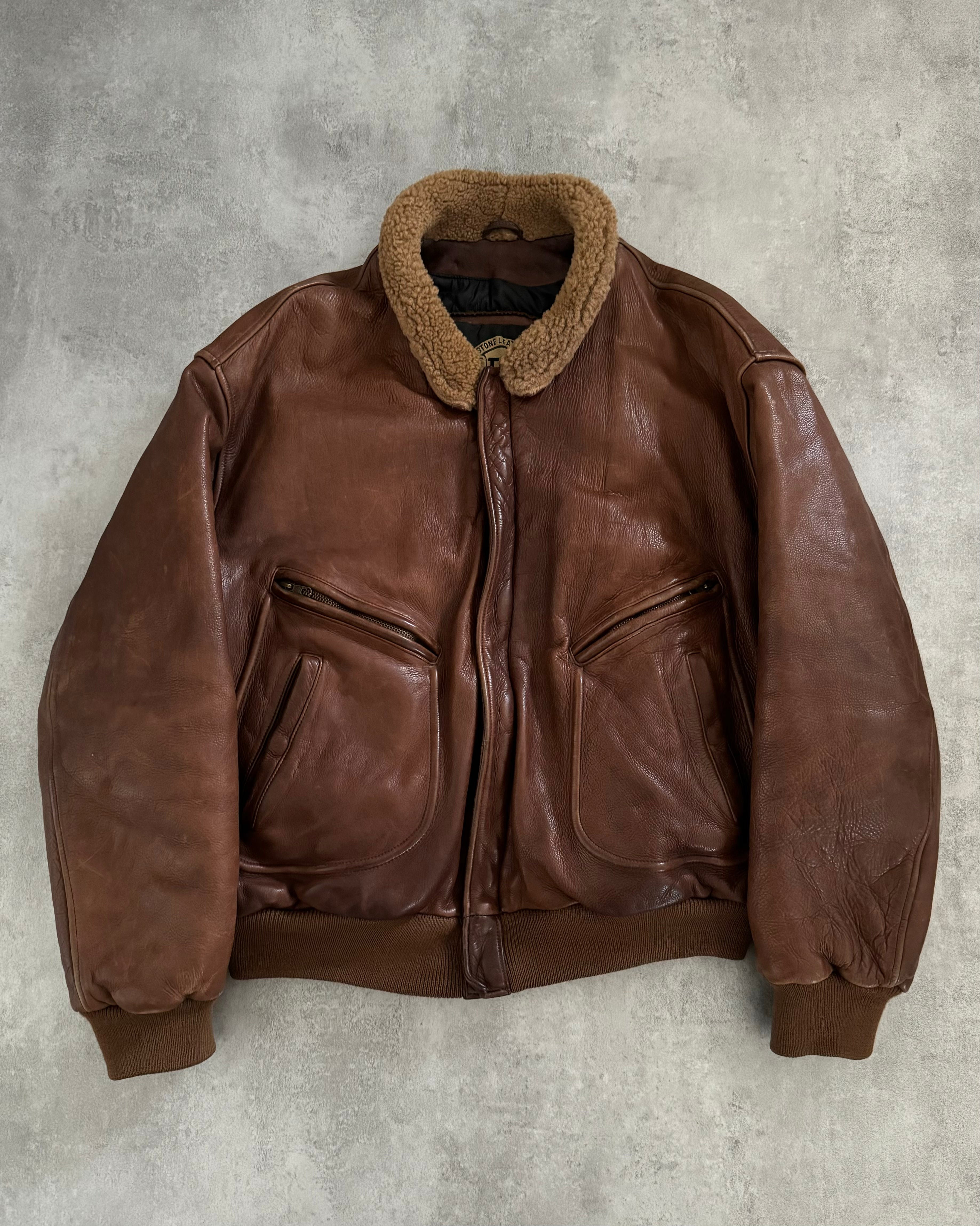 1980年代 エンポリオ アルマーニ アビエーター ブラウン レザー