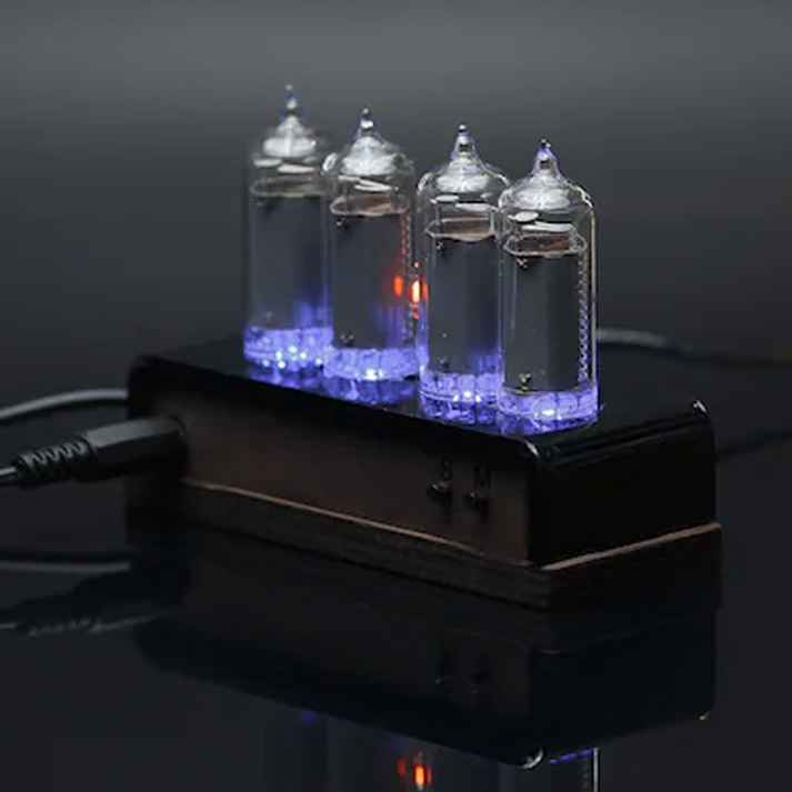 ニキシー管時計 ニキシー管置時計 IN-14 tube classic wood and black