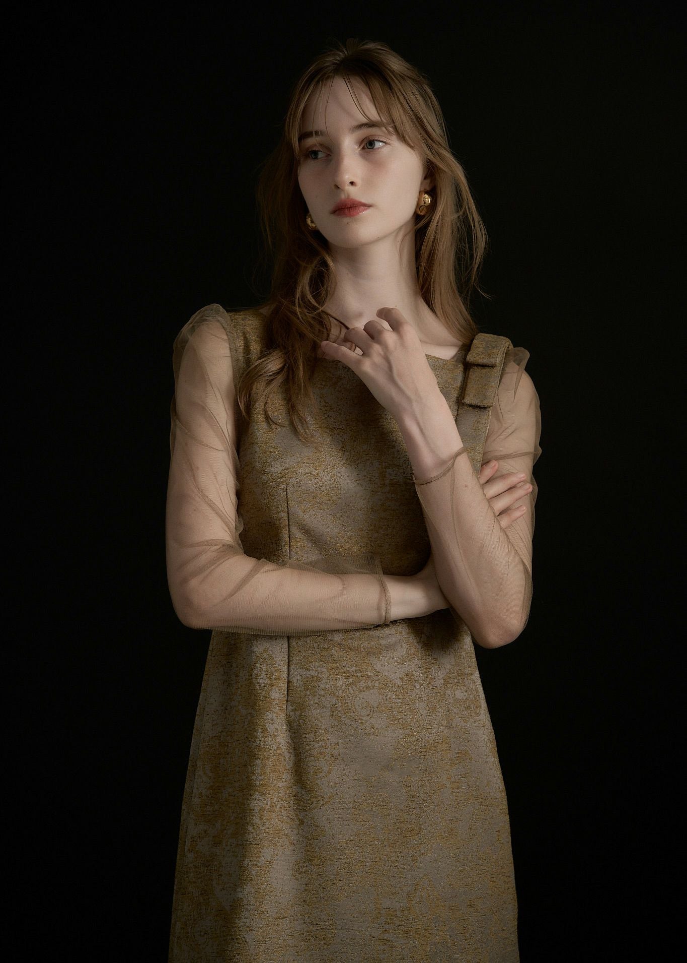 Shoulder ribbon jacquard dressのドレス|Dorry Doll / LE'RURE