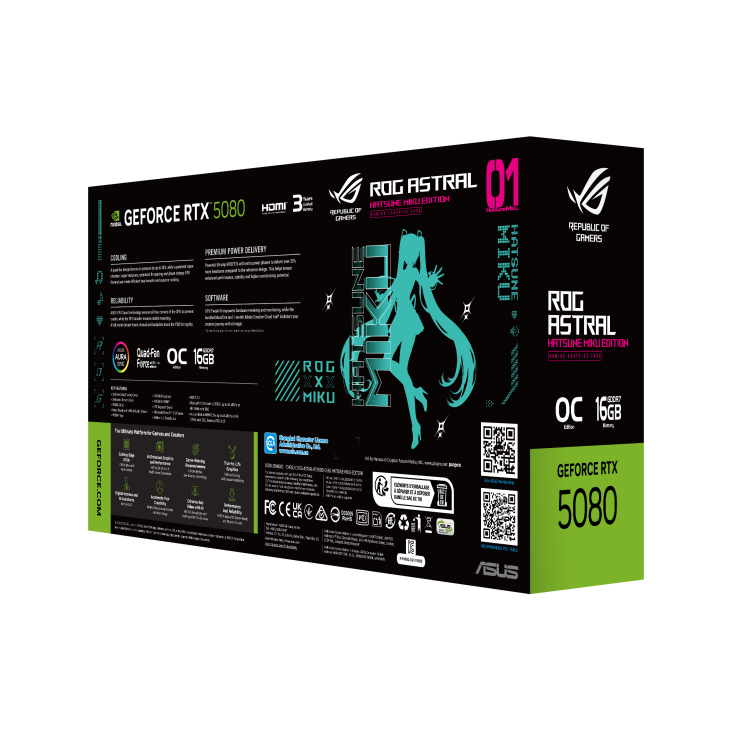 ROG Astral GeForce RTX™ 5080 16GB GDDR7 OC HATSUNE MIKU EDITION