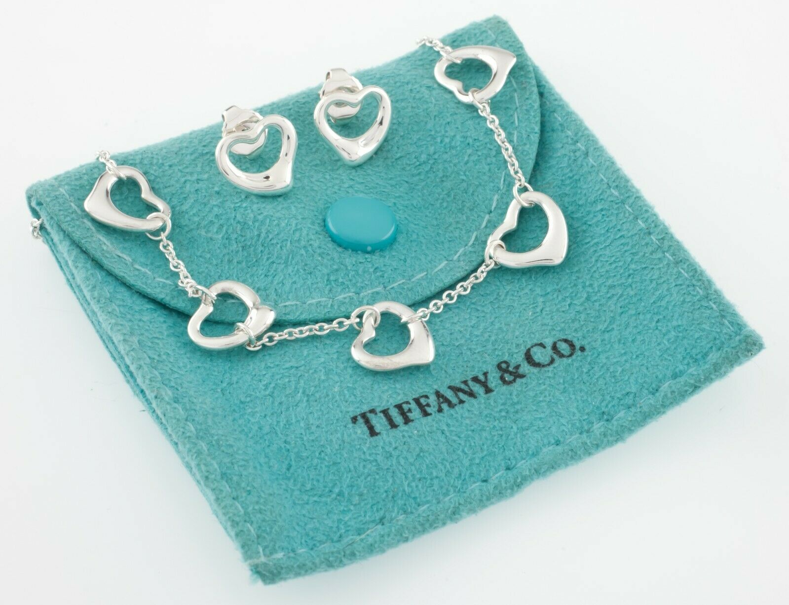 Tiffany & Co. Elsa Peretti Multi-Heart Chain Necklace and Stud