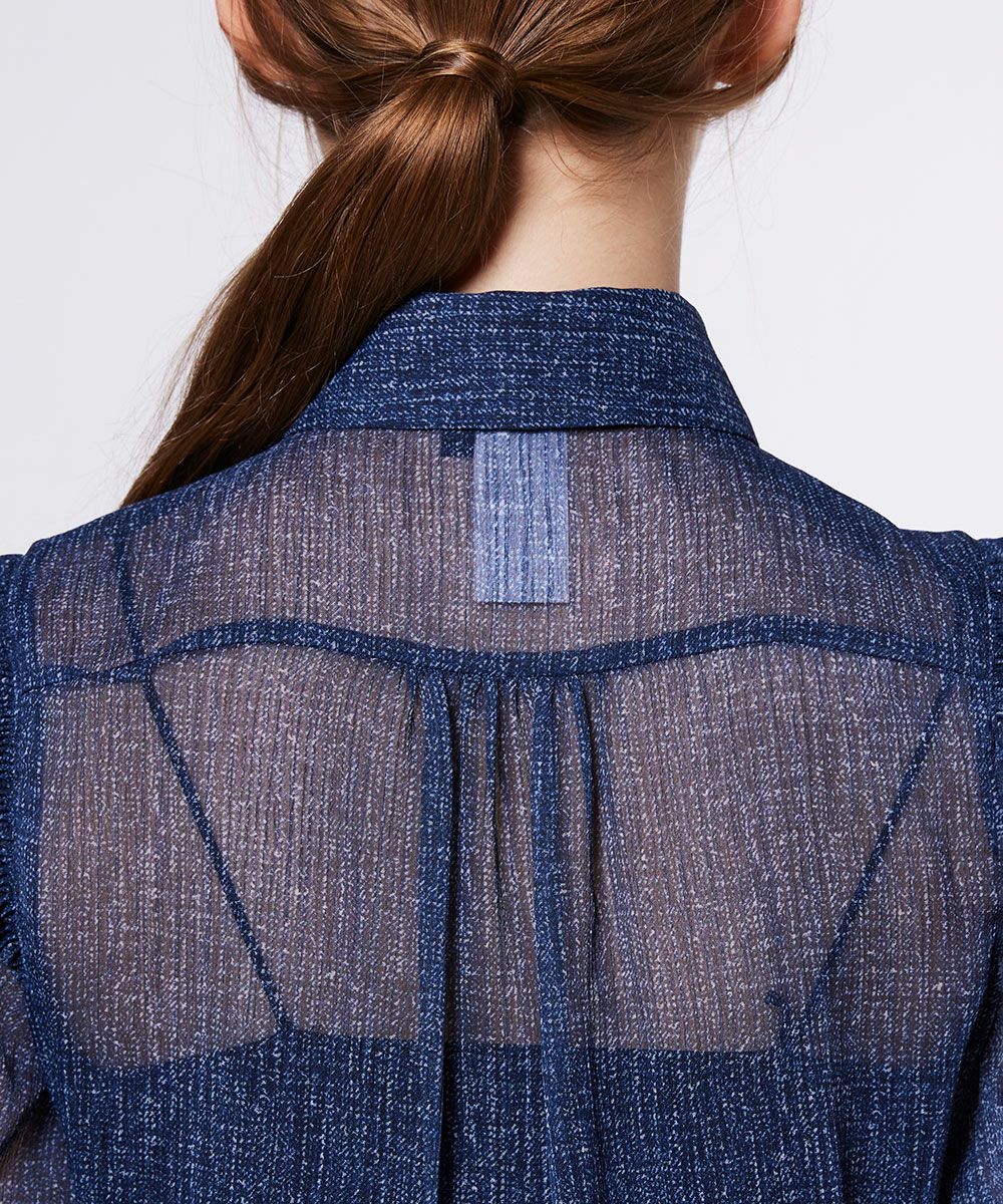 DSC / デニムプリントシフォンブラウス TOPS Night STORE | ダブル