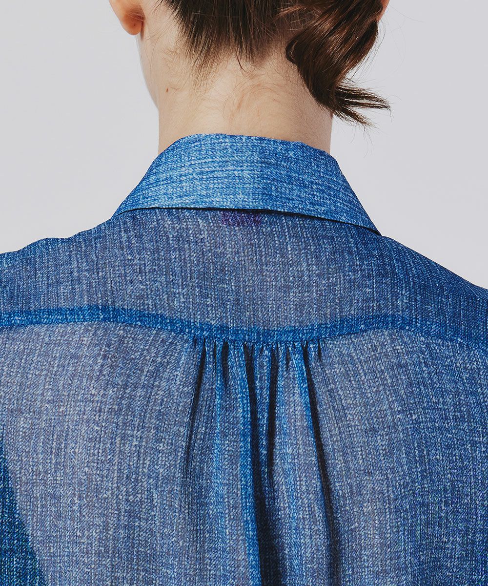 DSC / デニムプリントシフォンブラウス TOPS Night STORE | ダブル