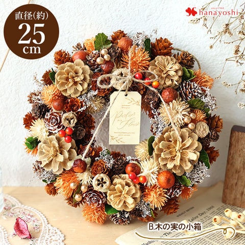 dショッピング |[RSL] ドライフラワー 秋のリース Mサイズ「B.木の実の