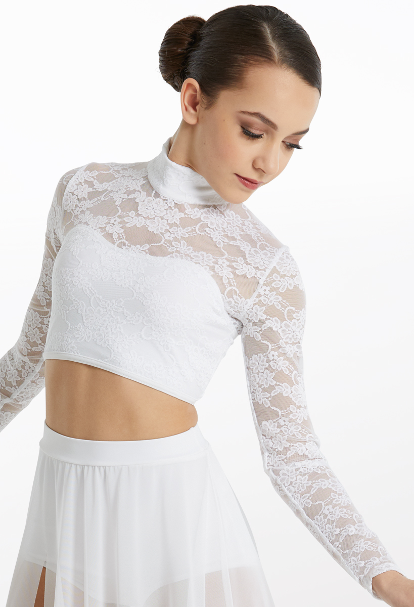 Long Sleeve Lace Crop Top - Weissman Mixify - Product no longer