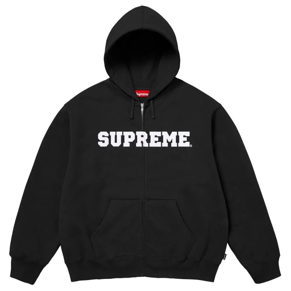 Moletom Supreme Collegiate Appliqué Zip Up Hooded Black FW25-W1
