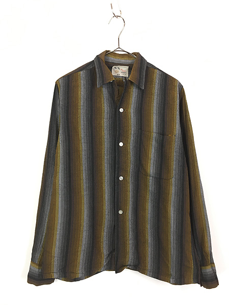 古着 60s N+N 好配色 オンブレ シャドー ストライプ 開襟 ボックス