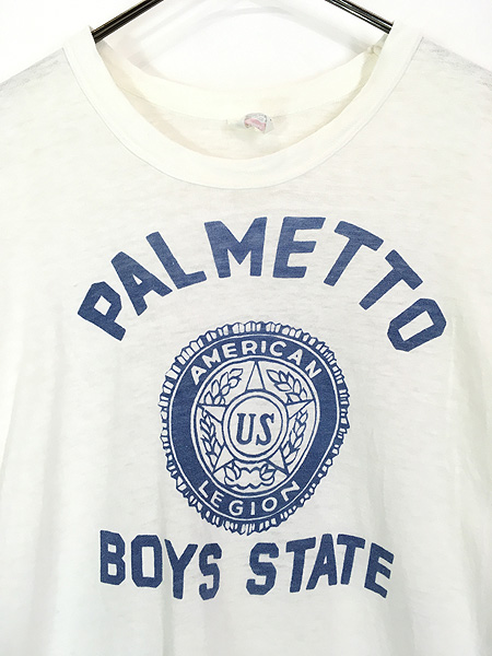 古着 60s Hanes 「PALMETTO BOYS STATE」 3段 染み込み 100%コットン