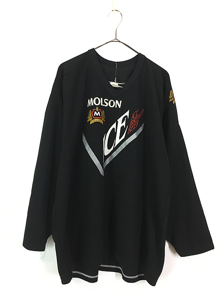 古着 90s USA製 MOLSON ICE ビール 企業 メッシュ ホッケー シャツ XL