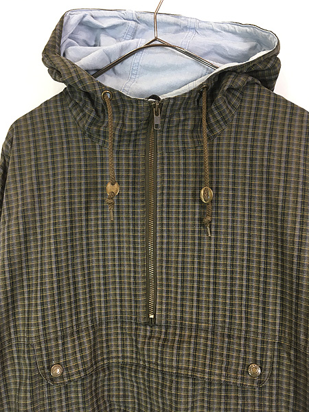 古着 80s Eddie Bauer ダーク チェック プルオーバー コットン