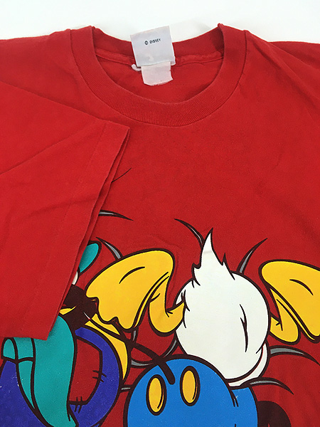 古着 90s Disney 飛び出し ミッキー ミニー ドナルド グーフィー T