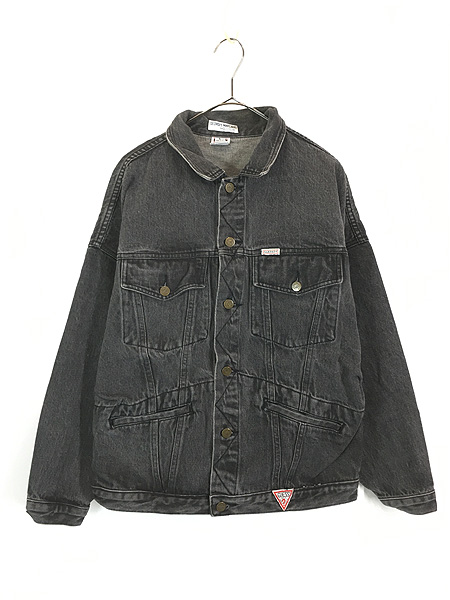 古着 90s USA製 GUESS デザイン ブラック デニム トラッカー