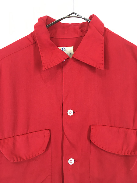 古着 50s Van Heusen 無地 ソリッド ハンドステッチ 開襟 ボックス