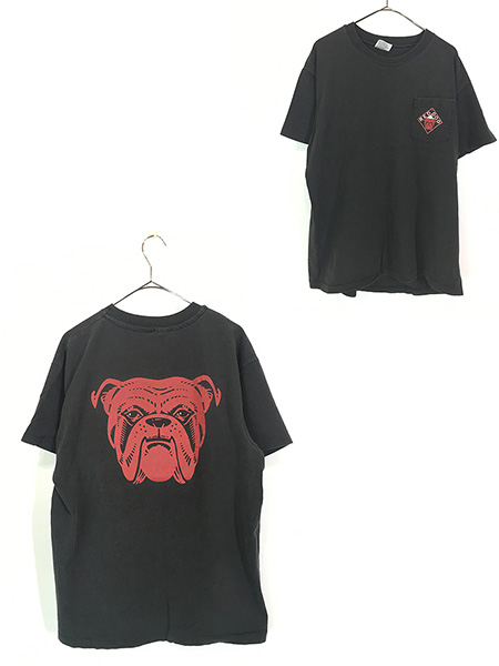 古着 90s USA製 「RED DOG」 犬 ブルドッグ BIG フェイス プリント