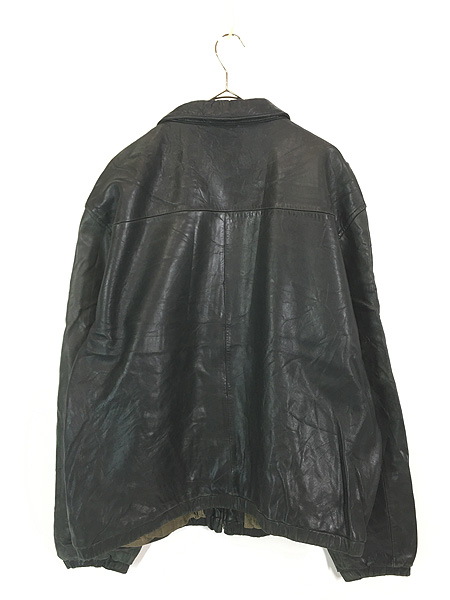 古着 90s Polo Ralph Lauren 裏地 チェック 本革 ブラック ラム レザー